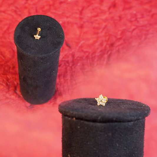 Pure Gold 5 Stone Floral Nose Pin 0.98g