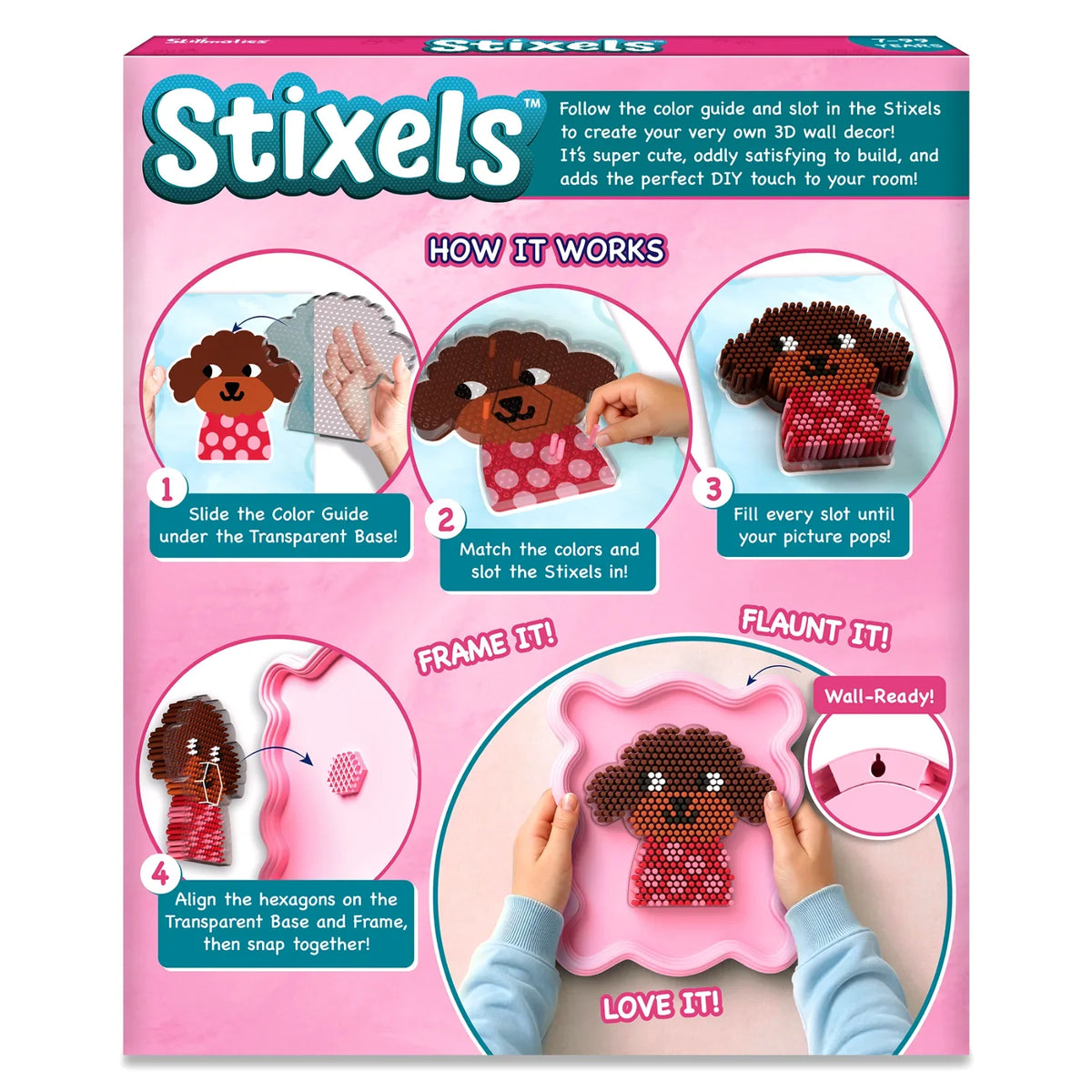 Skillmatics Stixels Puppy Wall Decor DIY 3D Pixel Art Kit Ages 7 and Up