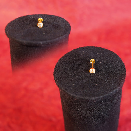 Pure Gold Nose Pin With White Stone 2.41g