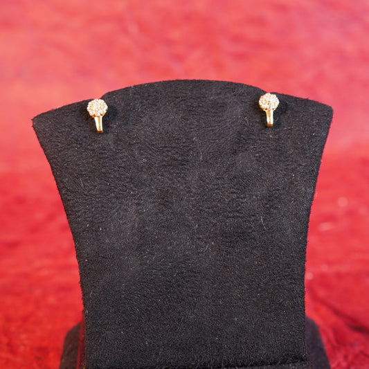 Pure Gold Nose Pin With Small White Stones Design 1.18g