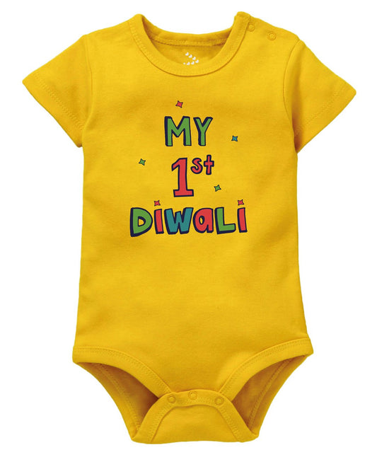Zeezeezoo My 1st Diwali Colourful Text Half Sleeves Onesie
