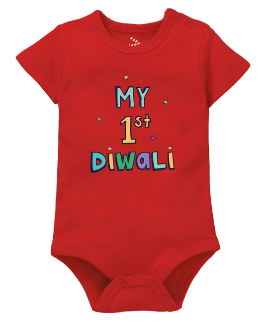 Zeezeezoo My 1st Diwali Colourful Text Half Sleeves Onesie