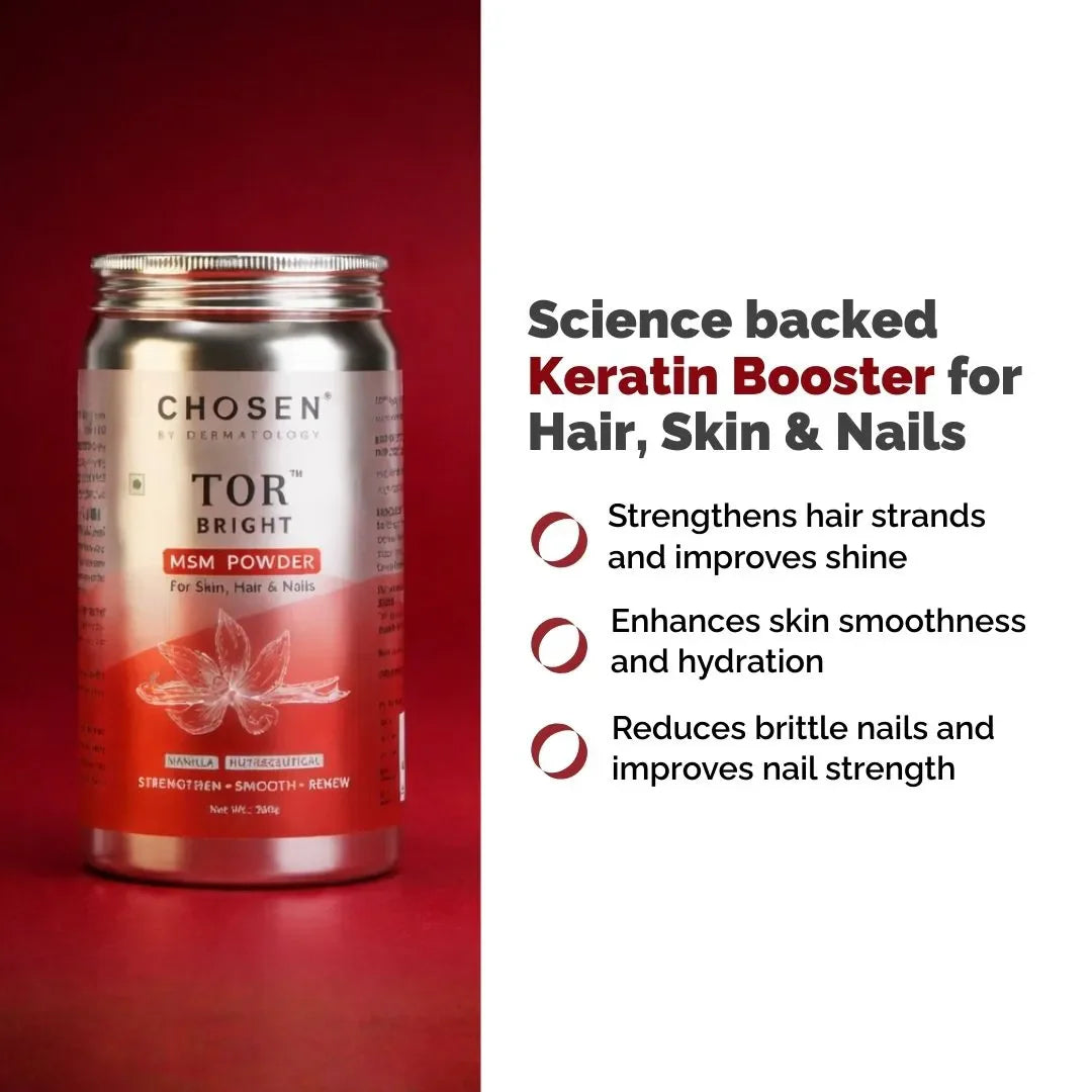 Chosen TOR Bright OptiMSM Methylsulfonylmethane MSM vegan supplement bottle, with capsules visible. - Image 3