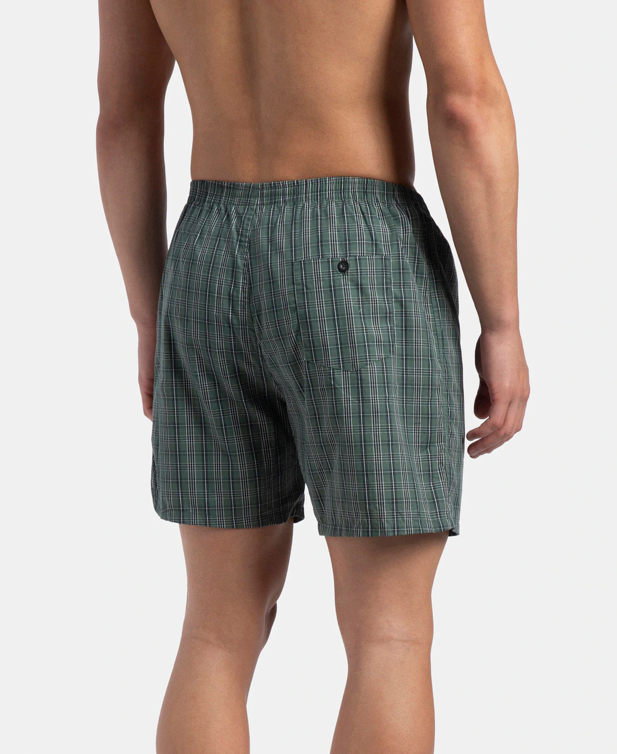 super combed mercerized cotton woven checkered boxer shorts with back pocket dark forest seaport teal pack of 2 1222