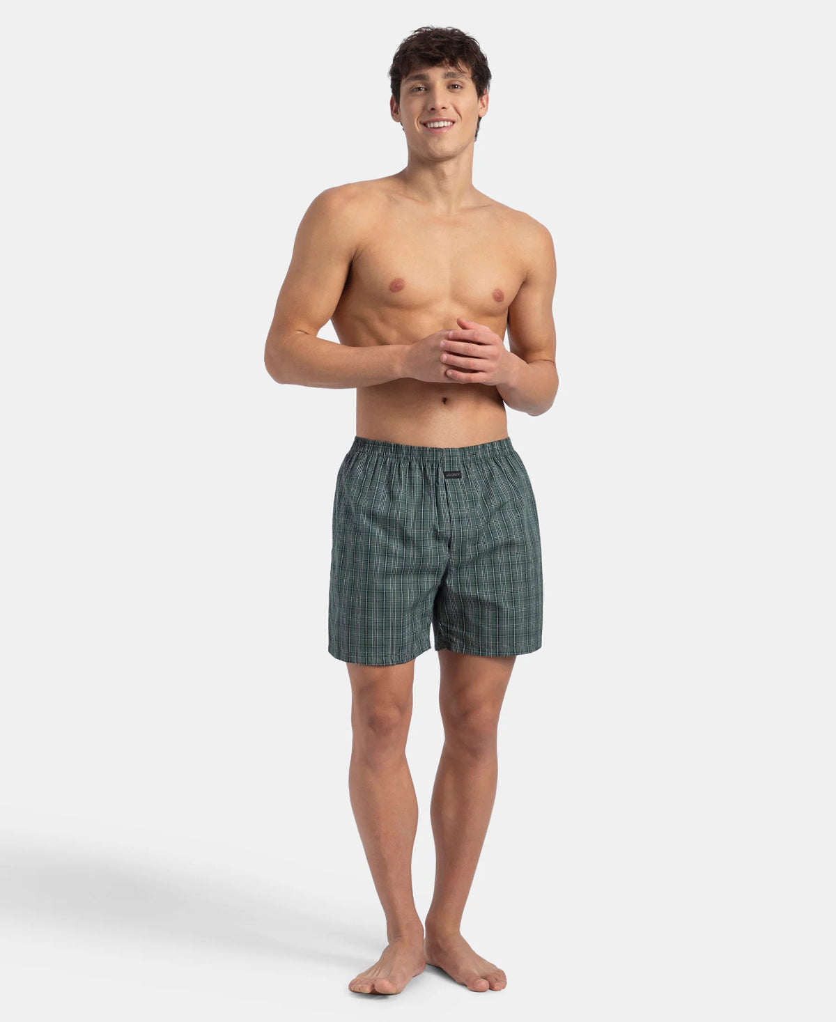 super combed mercerized cotton woven checkered boxer shorts with back pocket dark forest seaport teal pack of 2 1222