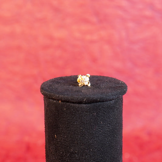 Pure Gold Nose Pin With Designed White Stone 1.21g
