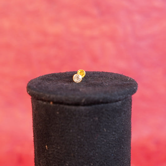 Pure Gold Casual Nose Pin With White Stone 0.66g