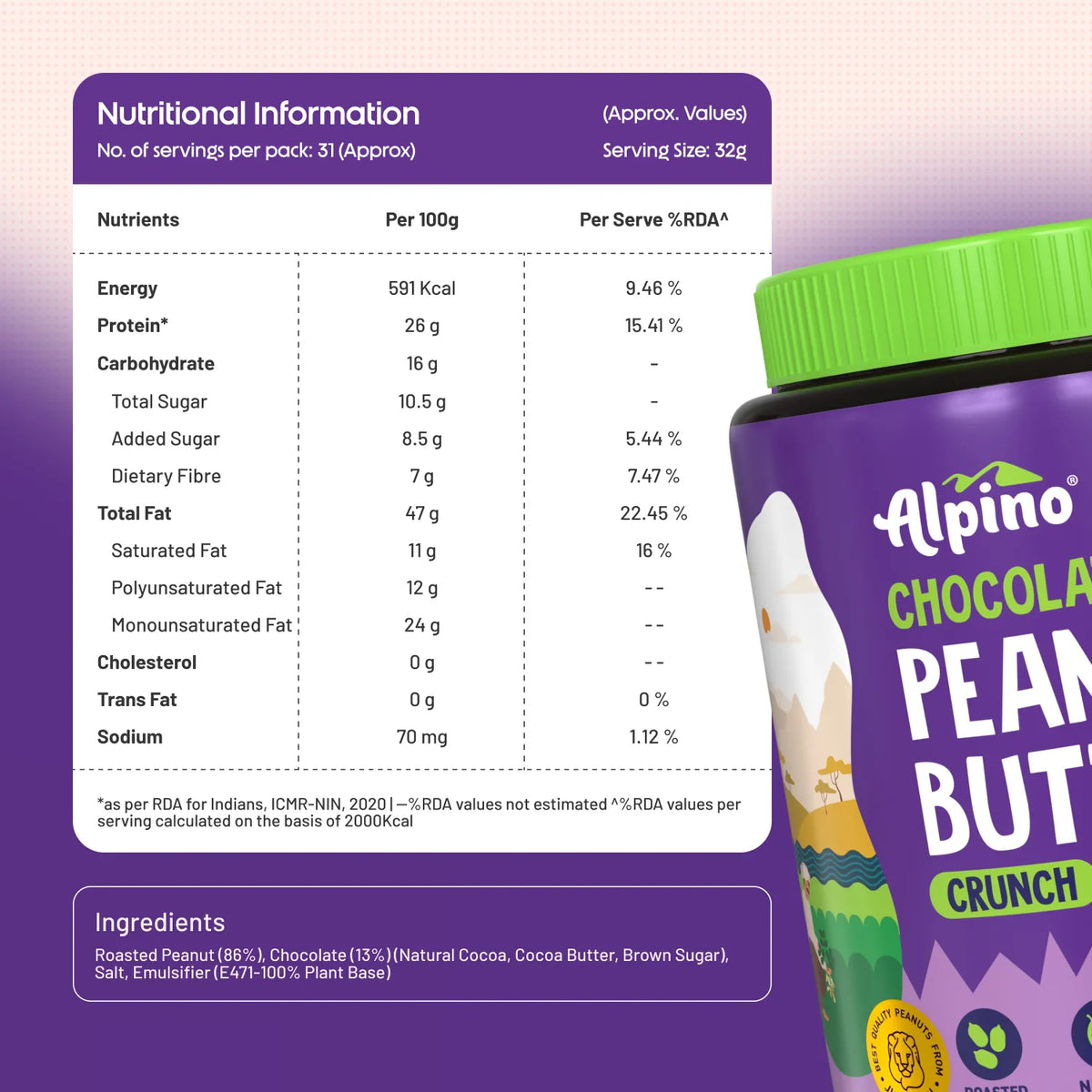 Alpino Chocolate Peanut Butter Crunch