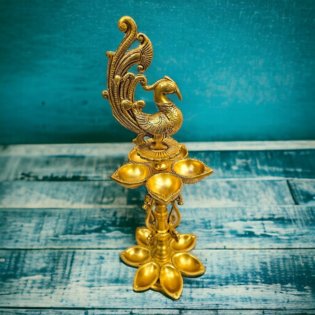 Tamas brass Peacock Auspicious Puja Lamp/Diya/Deepak/Deepam - PUSHMYCART