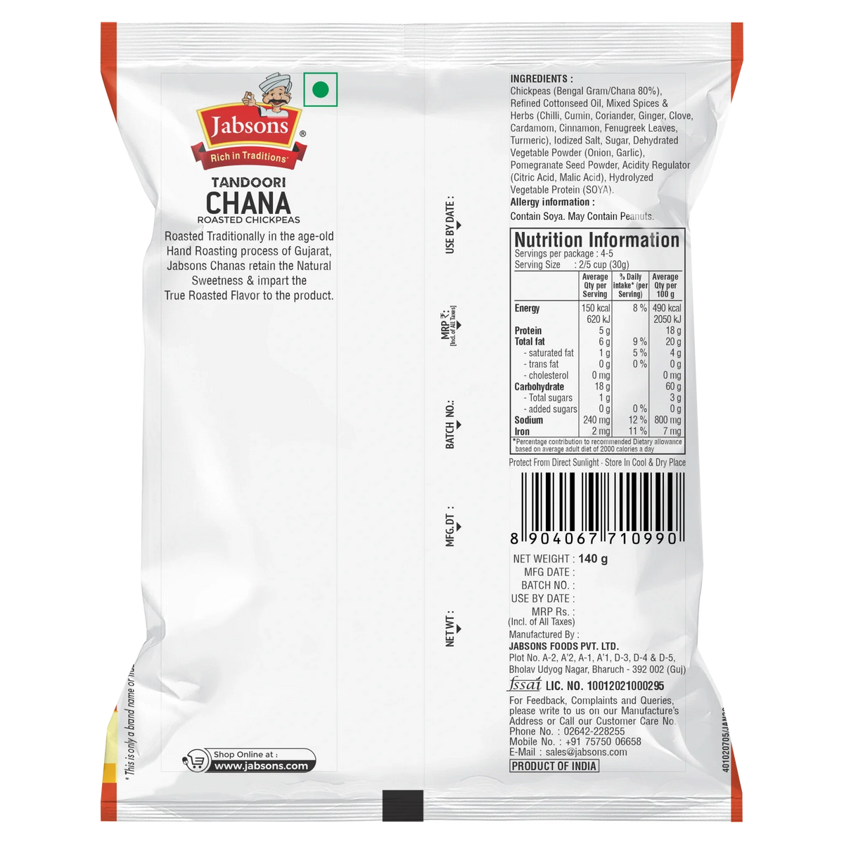 Jabsons Foods Tandoori Roasted Chana