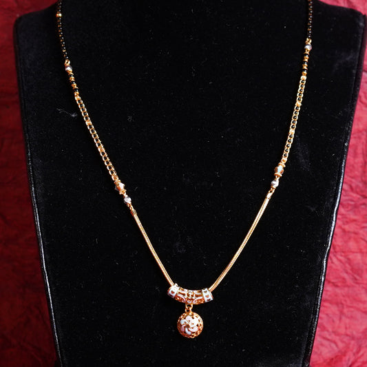 Pure Gold Black Beads With Links And Locket Type Mangalsutra 9.19g