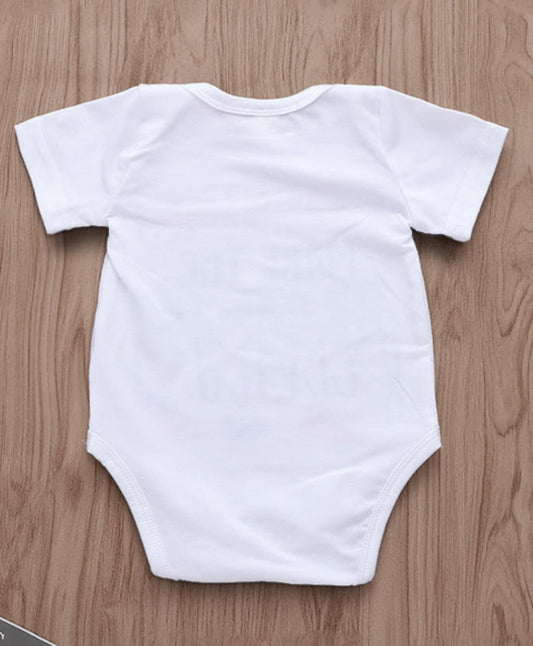 KNITROOT My First Dussehra With Mumma and Papa Archer and Ravan Heads Half Sleeves Onesie White