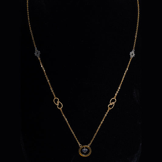 Pure Gold Plain Chain With Heart Infinity Gold Choker 3.35g