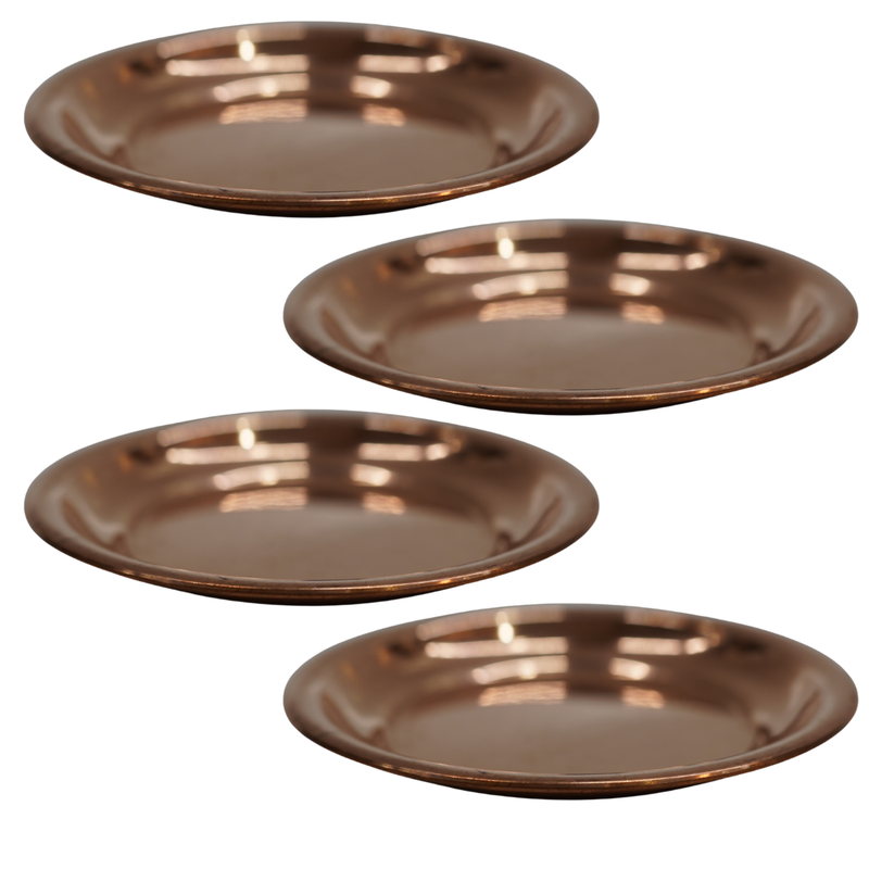 Copper Small Pooja Plate 13g Pack of 4