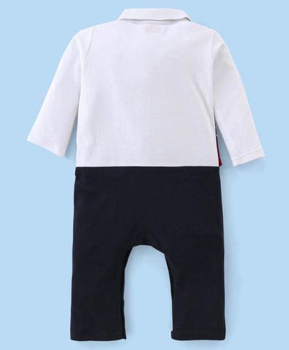 FirstCry Babyhug Cotton Full Sleeves Romper With Tie Checked Red and Black
