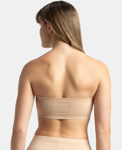 Wirefree Padded Micro Touch Nylon Elastane Bandeau Bra With Removable Pads And Detachable Transparent Straps Light Skin 1545