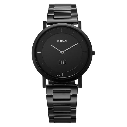 Titan Edge Quartz Analog Black Dial Black Stainless Steel Strap Watch For Men - image 1