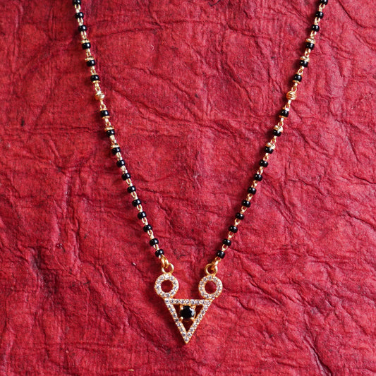 Pure Gold Black Beeds With White And Lite Pink Locket Mangalsutra 7.64g