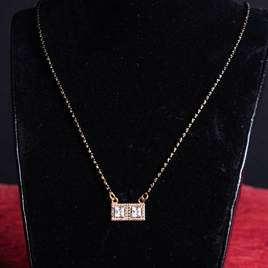 Pure Gold Black Beads With White Stoned Locket Mangalsutra 6.31g