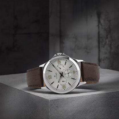 Titan Quartz Multifunction Silver Dial Leather Strap Watch for Men