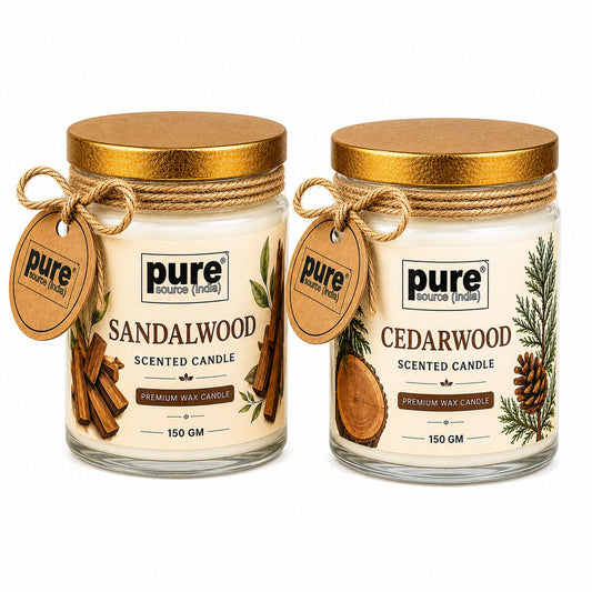 Pure Source India Scented Jar Candle Set of 2 150 g Sandalwood and Cedarwood