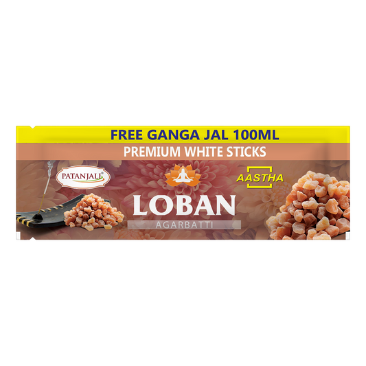 Patanjali Aastha Premium White Stick Loban Agarbatti -250 G Free Gangajal