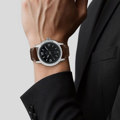 Titan Quartz Analog Black Dial Leather Strap Watch for Men