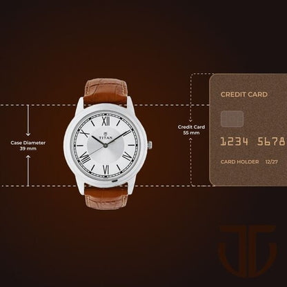 Titan Karishma Silver Dial Analog Leather Strap watch for Men