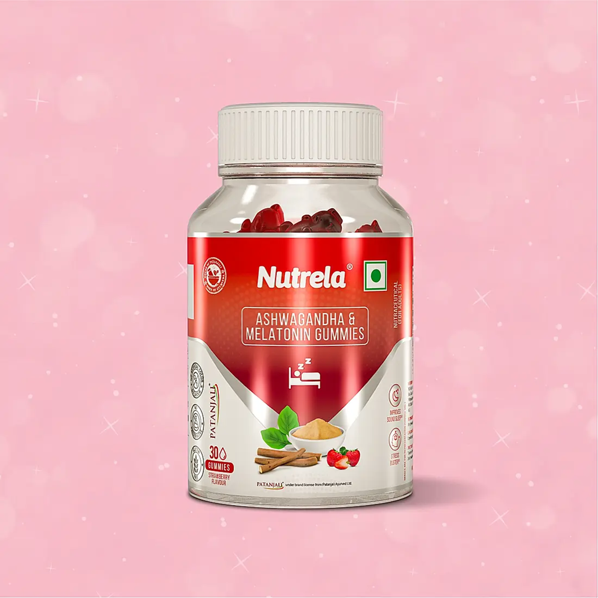 Patanjali Nutrela Melatonin+ Ashwagandha GummiesMix Berry Flavour
