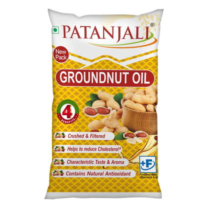 Patanjali Groundnut Oil Pouch - 1ltr - PUSHMYCART