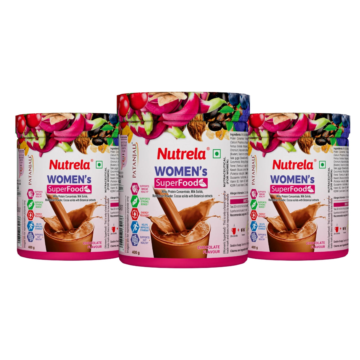 Patanjali Nutrela Women Superfood - Chocolate Flavor - 400g (Pack of 3)