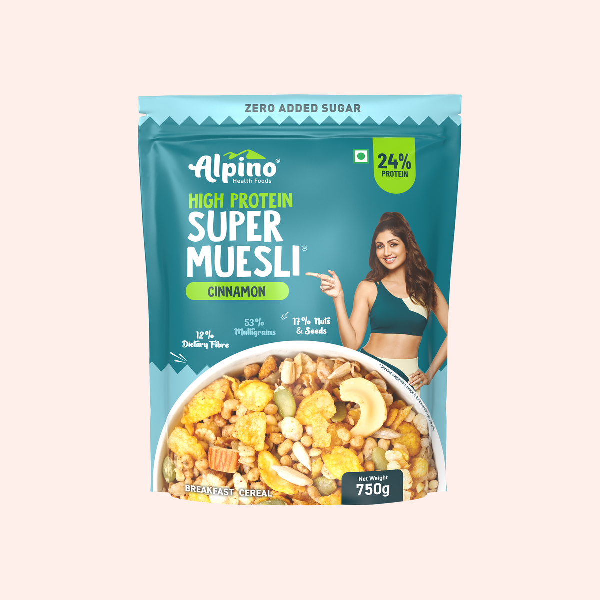 Alpino Zero Added Sugar High Protein Super Muesli Cinnamon
