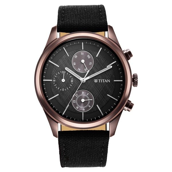 Titan Men's Infinity Chrono watch Durable Leather Strap