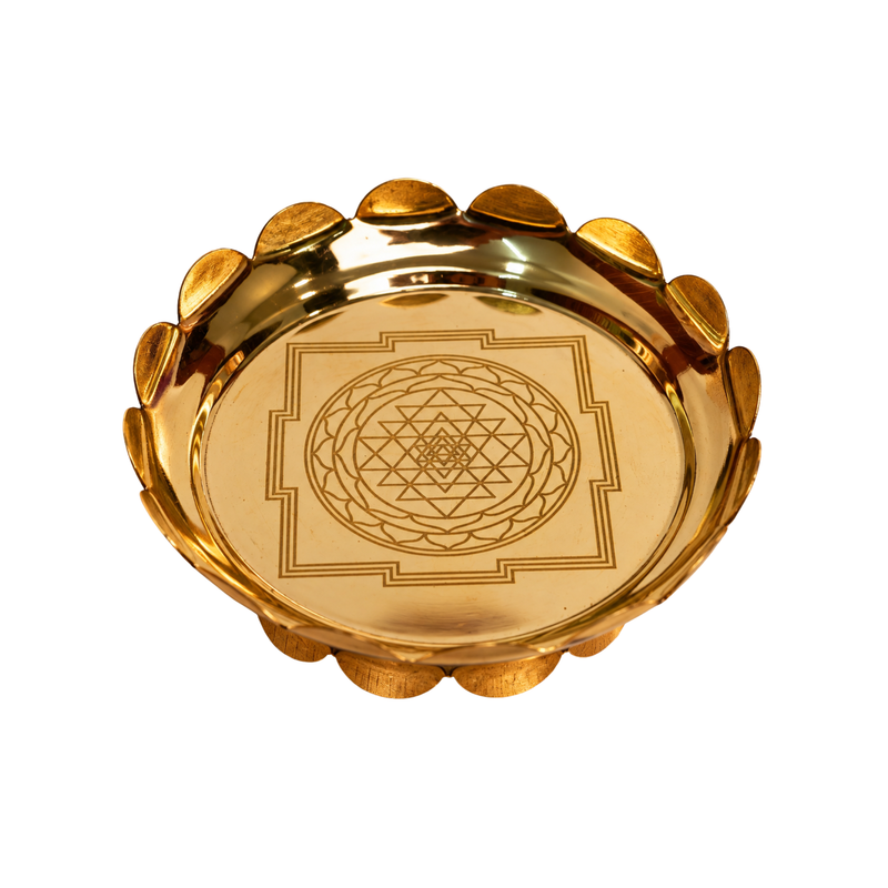 Brass Shree Yantra Lotus Plate