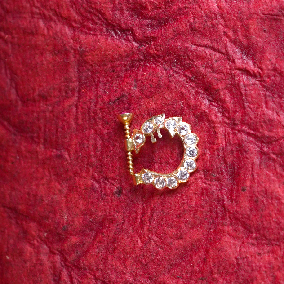 Pure Gold Nose Stud With White Stones (Mukkera) 1.46g