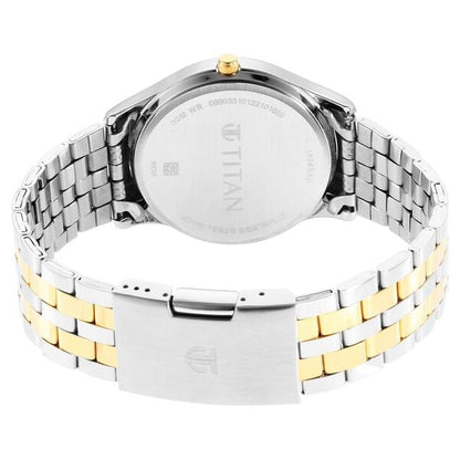 Titan Men's Trendsetter Watch: Chic Blue Dial & Two-Tone Strap
