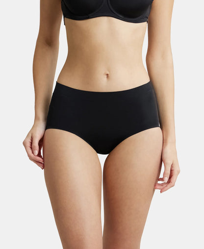 High Coverage Soft Touch Microfiber Elastane Full Brief With No Visible Pantyline Black 1827