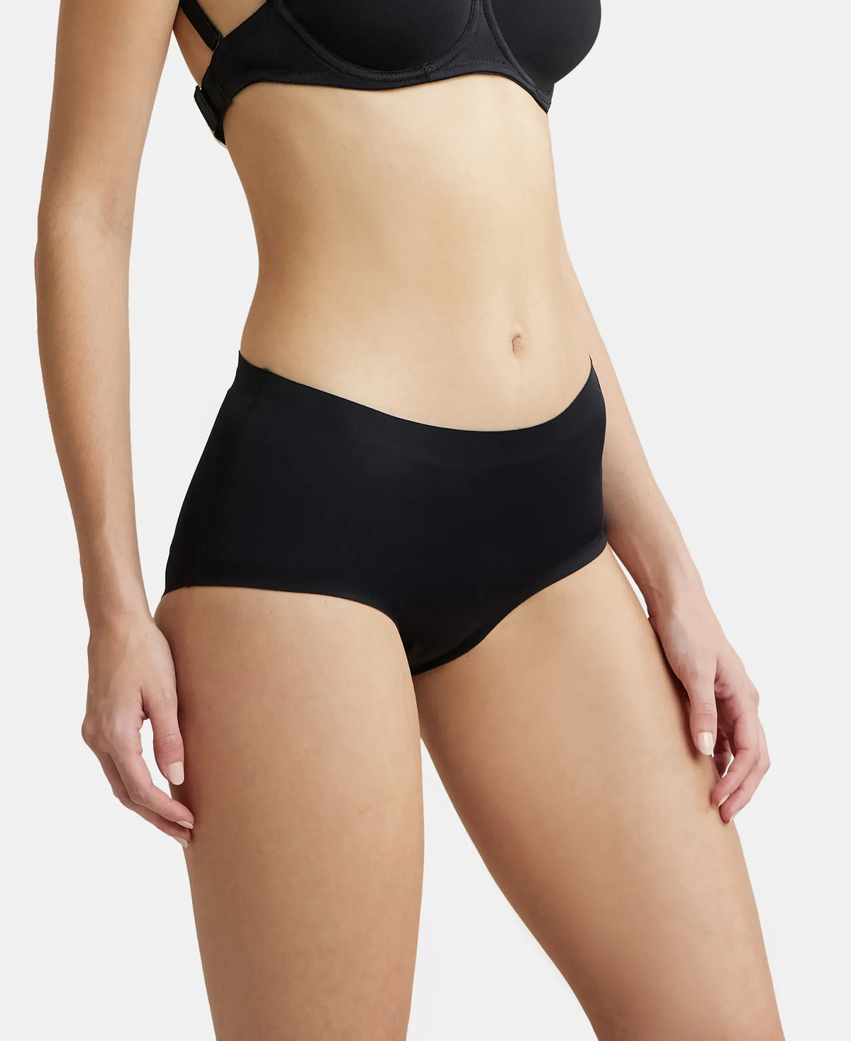 High Coverage Soft Touch Microfiber Elastane Full Brief With No Visible Pantyline Black 1827
