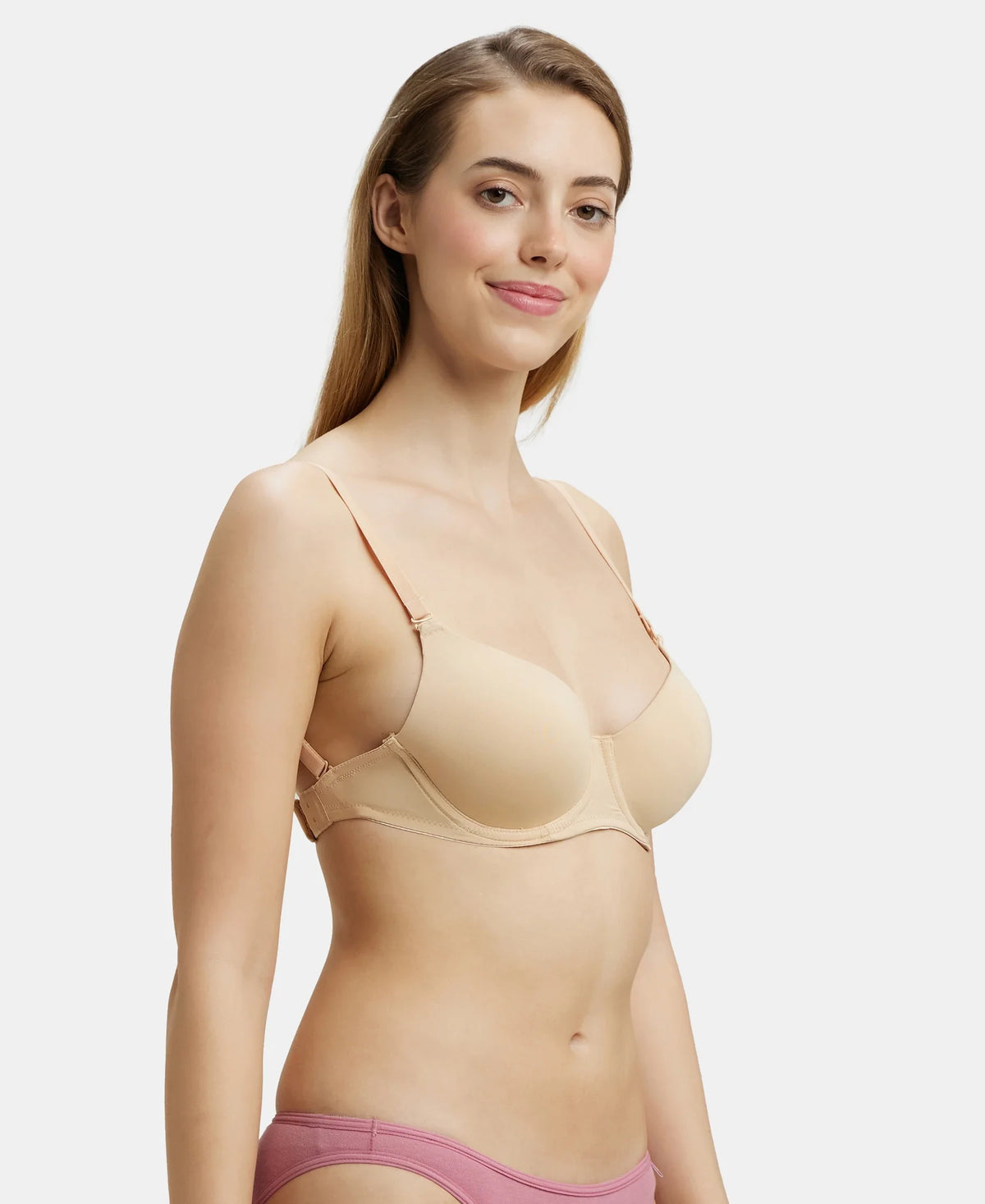 Wired Padded Soft Touch Microfiber Elastane Medium Coverage Multiway Backless Bra Light Skin 1832