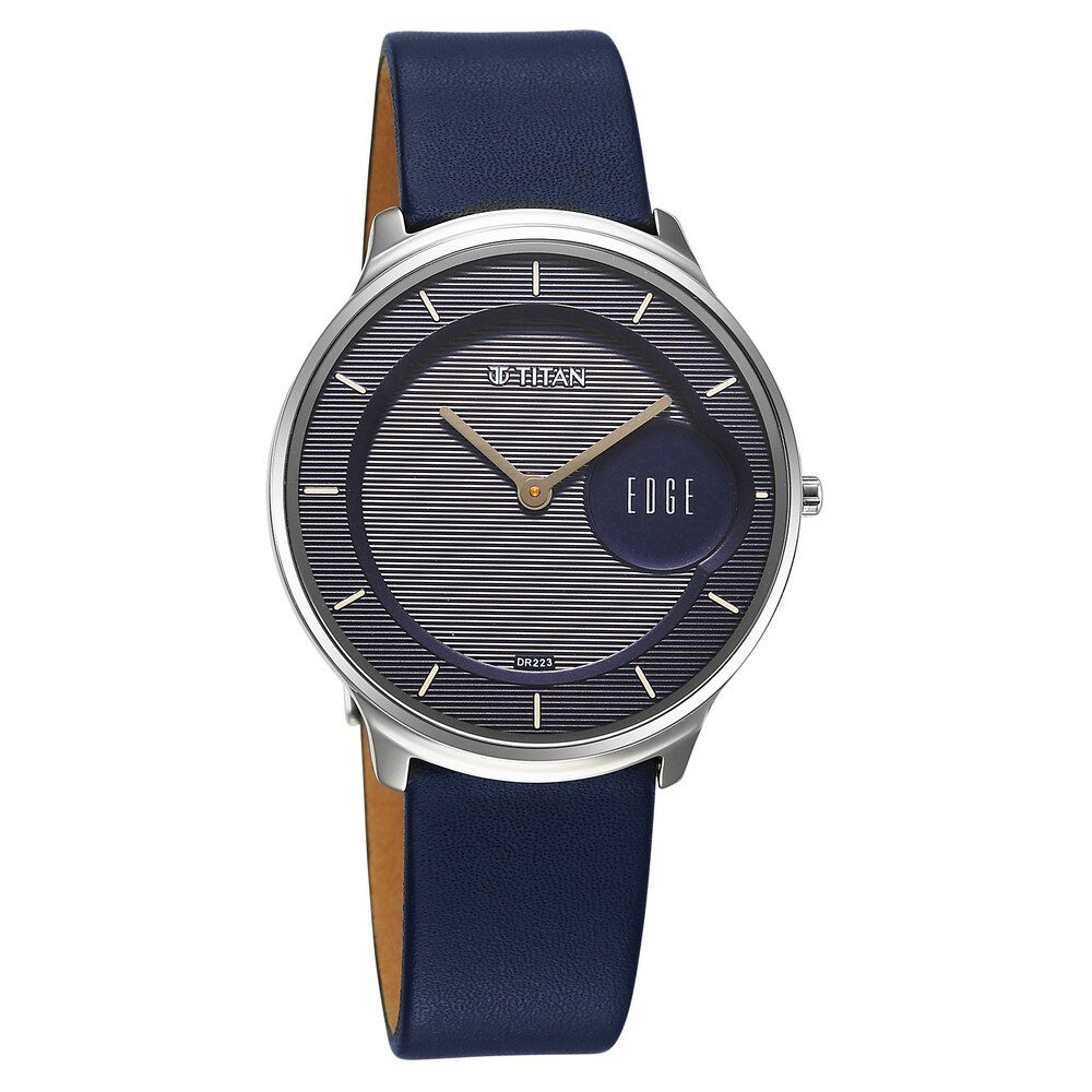 Titan Edge Murals Quartz Analog Blue Dial Blue Leather Strap Watch For Men