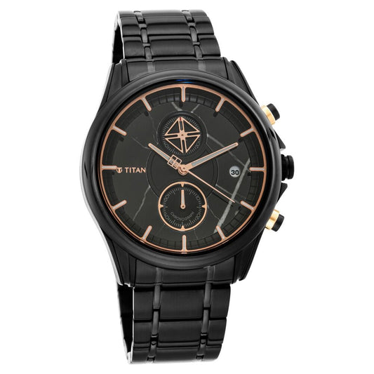 Titan Grandmaster Black Dial Chronograph Stainless Steel Strap watch for Men - image 1