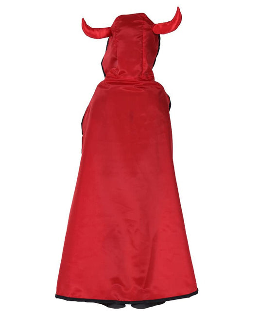 Itsmycostume Fleece Halloween Theme Half Sleeves Solid Tee and Tights With Hooded Cape and Pumpkin Printed Basket Red