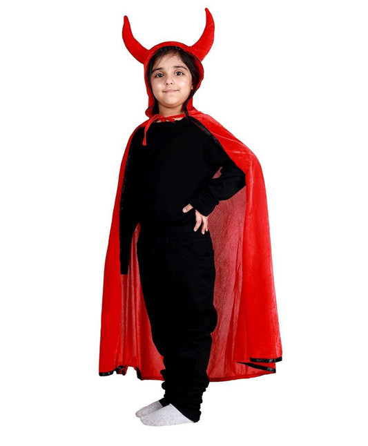 Itsmycostume Fleece Halloween Theme Full Sleeves Solid Tee and Tights With Hooded Cape Basket Red