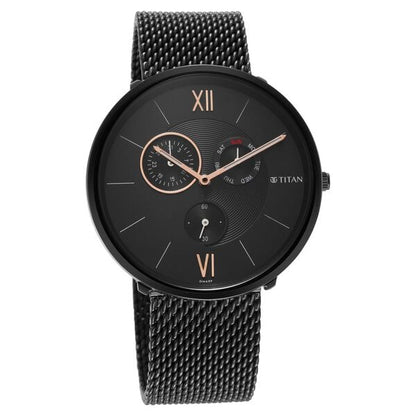 Titan Men's Slimline Multifunction Watch with Elegant Weave Strap