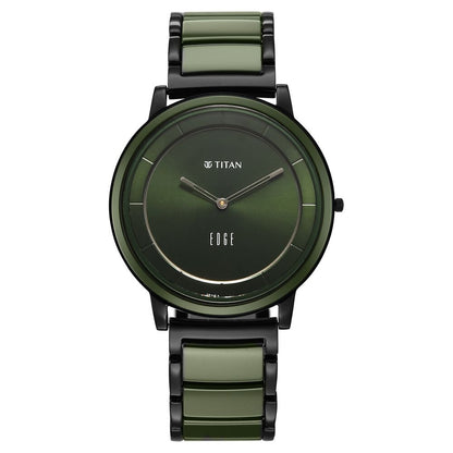 Titan Edge Melange Slim Steel and Ceramic Strap Green Dial Analog Watch For Men - image 1