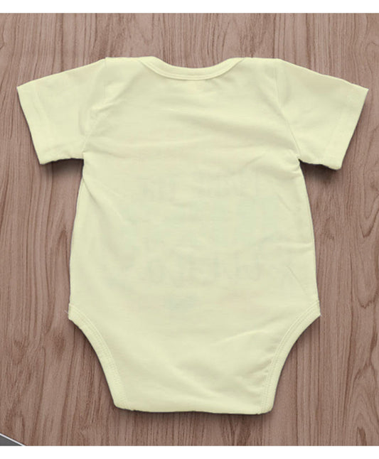 KNITROOT My First Diwali Girl With Pigtails Half Sleeves Onesie Yellow