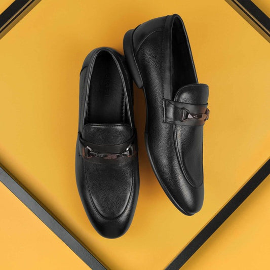 Mochi Black Formal Slip On Shoes for Men Style 19-686