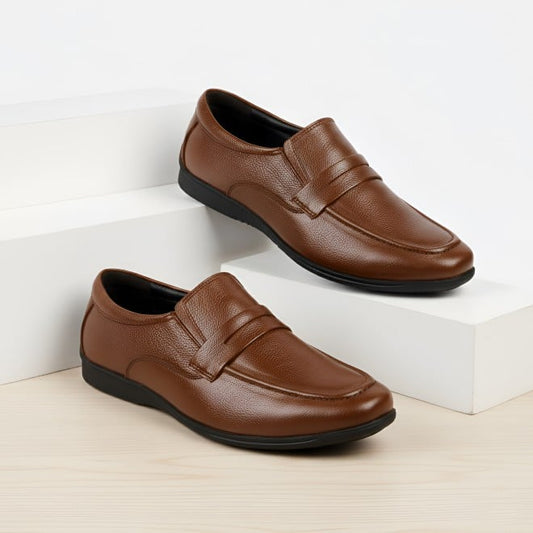 Mochi Tan Formal Moccasin Shoes for Men Style 19-785