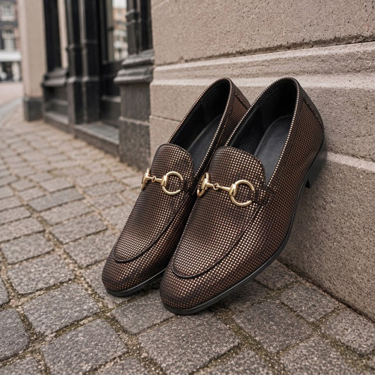 Mochi Bronze Formal Moccasin Shoes for Men Style 19-803