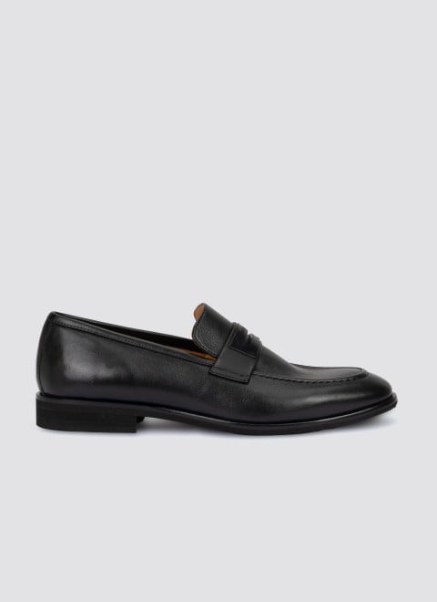 Language Black Formal Moccasin Shoes for Men Style 194-4022
